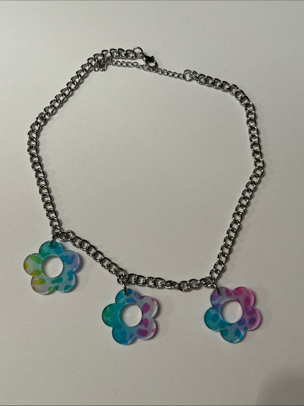 Floral Multicolor Acrylic Charm Necklace - Women Jewelry
